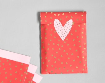 Gift Bags ~ Size S | red heart glitter shine effect
