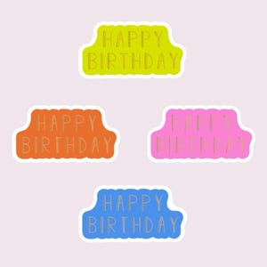 Aufkleber Happy Birthday gelb blau orange pink  | Sticker rund Geburtstag Geschenke