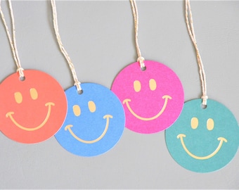 4 Geschenkanhänger Smiley | Colorful -  4er-Set Rund