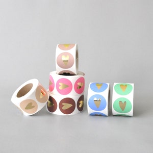 Aufkleber Herz  gold beige pink rose rot blau grün | Sticker Etiketten Geschenkaufkleber rund