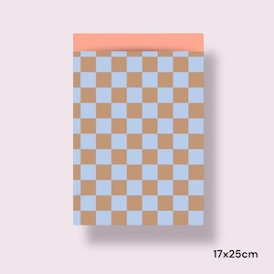 Geschenktüten Kariert | Karo Schachbrett   | Racingflag  blau/taupe | Papiertüten Flatbags