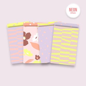 Geschenktütenset ~ Gr. S "Neon"  | Streifen, Blumen, Punkte  | Papiertüten Flatbags
