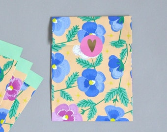 Geschenktüten Blumen geblümt Muttertag  | Stiefmütterchen | Papiertüten Flatbags