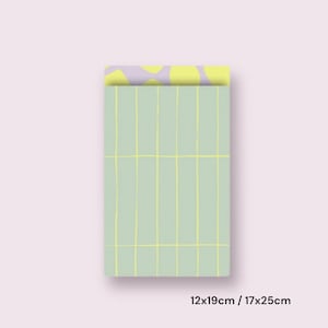 Geschenktüten kariert türkis gelb neon | Papiertüten Flatbags