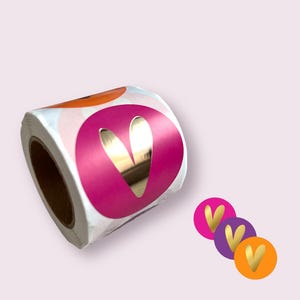 Aufkleber Herz Mix | lila rosa orange gold | Sticker Geburtstag Etiketten Hochzeit