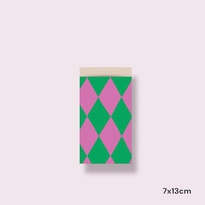 Geschenktüten Rauten Mini | nachhaltig Pink Grün | Papiertüten Geschenkverpackung Kindergeburtstag