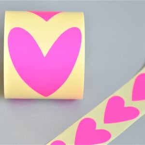 Sticker heart neon pink, large or small Spring sticker labels wedding