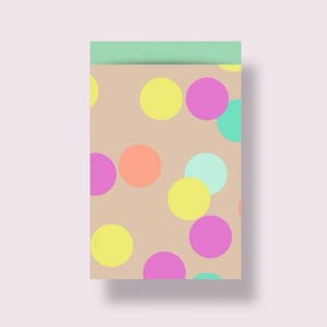 Geschenktüten Punkte gepunktet pink gelb blau | Papiertüten Flatbags Geschenktüten Kindergeburtstag Dots