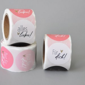 Aufkleber Für Dich / Alles Liebe / Post für Dich Mix | rosa weiß schwarz pink | Sticker Goldeffekt Verpackung