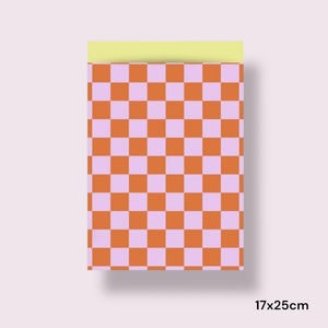 Geschenktüten Kariert | Karo Schachbrett   | Racingflag  rosa / rost | Papiertüten Flatbags
