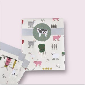 Geschenktüten Bauernhof Tiere, Farm Einschulung Kinder hellgrau | Papiertüten Flatbags