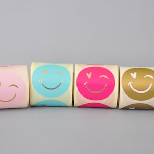 Aufkleber Smileys Mix | rosa türkis gold pink | Sticker Goldeffekt Verpackung