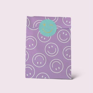 Geschenktüten Smileys | Lila Violett türkis | Papiertüten Flatbags