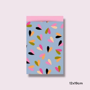 Geschenktüten Papiertüten Herzen blau, bunt | Flatbags Valentinstag Geschenkverpackung Sommer Muttertag