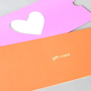 Gutscheinverpackung, Geschenkkarte, Umschlag Herz Pink Orange