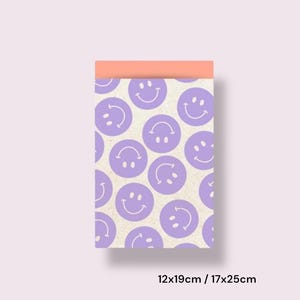 Geschenktüten Smileys nachhaltig Lila Violett | Papiertüten Geschenkverpackung Kindergeburtstag