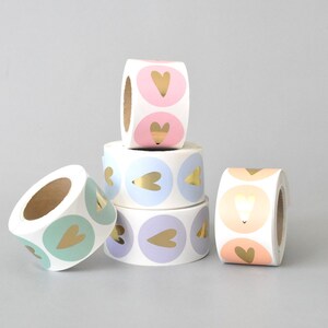 Aufkleber Herz pastell gold rosa grün lila pfirsich blau| Sticker Etiketten Geschenkaufkleber rund