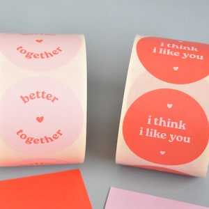 Aufkleber Rot Rosa Better together  / I think I like you | Aufkleber Etiketten  Geschenkverpackung Liebe