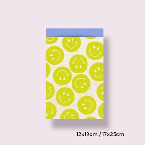 Geschenktüten Smileys nachhaltig gelbgrün Limette | Papiertüten Geschenkverpackung Kindergeburtstag