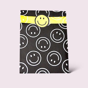 Geschenktüten Smileys | schwarz gelb | Papiertüten Flatbags