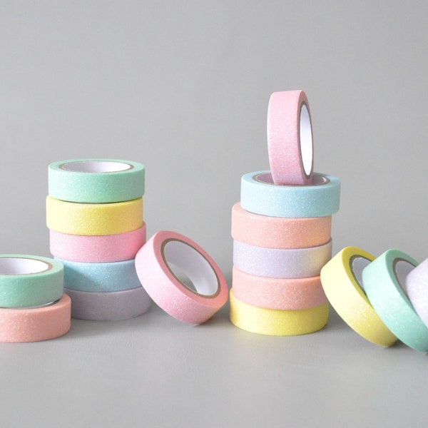 Washitape adhesive tape pastel glitter | 3 m yellow green blue glossy effect