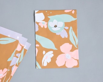 Geschenktüten Blumen Blüten Frühling  | Neoneffekt  / Rost  | Papiertüten Flatbags