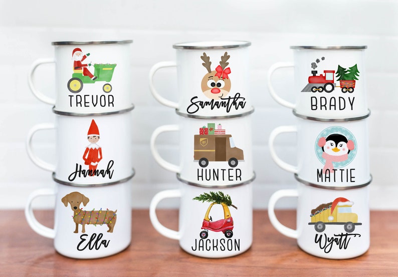 Personalized Kids Cup, Christmas Kids Cup, Hot Chocolate Mug, Custom Kids Cup, Stocking Stuffer, Birthday Party favors, campfire mug image 1