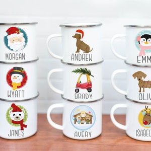 Personalized Kids Cup, Christmas Kids Cup, Hot Chocolate Mug, Custom Kids Cup, Stocking Stuffer, Birthday Party favors, campfire mug image 2