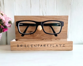 Brillenparkplatz aus Eichen- oder Fichtenholz, Brillenständer, Brillenschutz, Geschenk, Mitbringsel, Büro, Zuhause, Brillenablage, Schutz