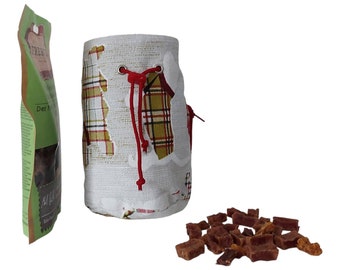 Sac de nourriture/de friandises - chiens colorés avec distributeur de sacs intégré, sac pour chien, distributeur de sacs à crottes, sac à bandoulière, chien, en déplacement, entraînement