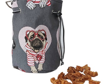 Sac de nourriture/de friandises - chiens style années 50 avec distributeur de sacs intégré, sac pour chien, distributeur de sacs à crottes, sac à bandoulière, chien, dressage