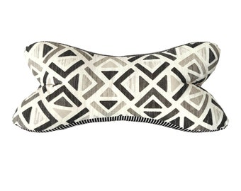 Reading bone - geometric pattern, neck roll, pillow, tablet holder, wedge pillow, bone pillow, bookend, beige, grey, black