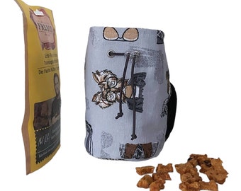 Sac de nourriture/de friandises - Proies grasses avec distributeur de sacs intégré, sac pour chien, distributeur de sacs à crottes, sac à bandoulière, chien, en déplacement, entraînement