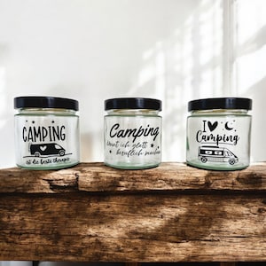 Bonbon-/Vorratsglas mit lustigen Sprüchen zum Camping, personalisiert, individuell, Twist-Off, Geschenk, Aufbewahrung, Keksdose, Silber