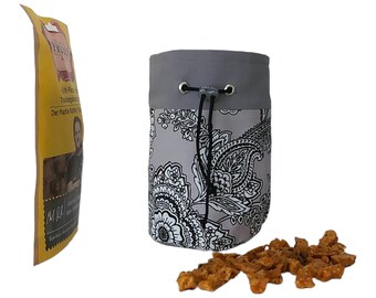 Sac de nourriture/de friandises - vrilles de fleurs avec distributeur de sacs intégré, sac pour chien, distributeur de sacs à crottes, sac à bandoulière, chien, en déplacement, entraînement