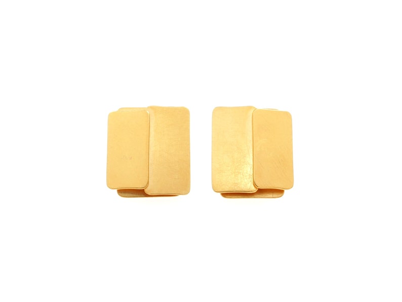 Ear studs folds, gold plated silver image 3