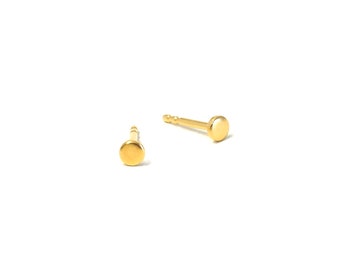 Dot stud earrings small, silver gold plated