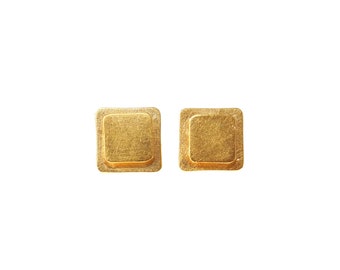 Quadrat Ohrstecker, Silber vergoldet