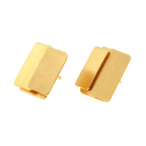 Ear studs folds, gold plated silver image 2