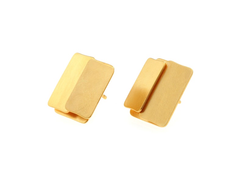 Ear studs folds, gold plated silver image 2