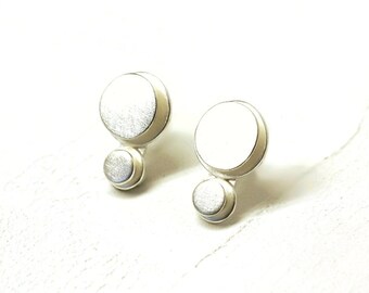 elegant earrings, silver 1.3 cm