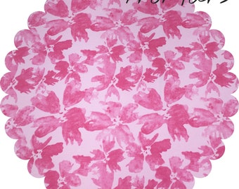 French Terry - Sommersweat - Batikblumen in Pink auf Rosa