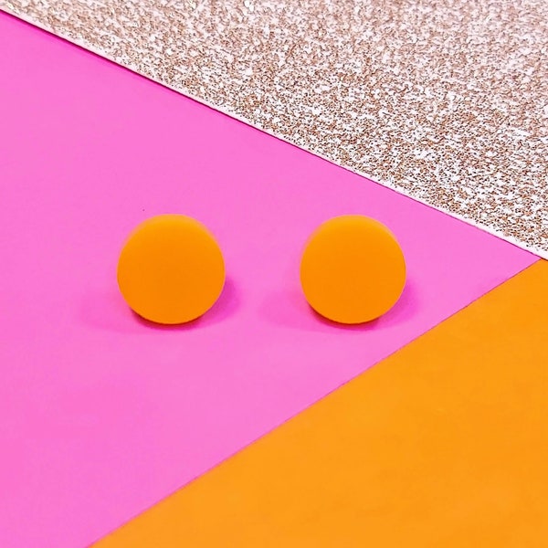 Laser-Cut Acrylic Orange Flat Circle "Dot" Studs