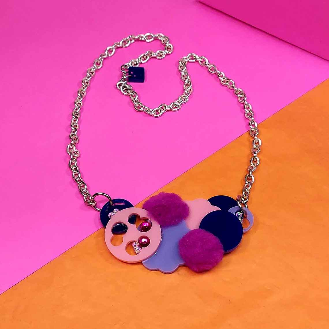 Puzzle Bib Necklace Plastic Necklace Plastic Jewelry Modern Etsy