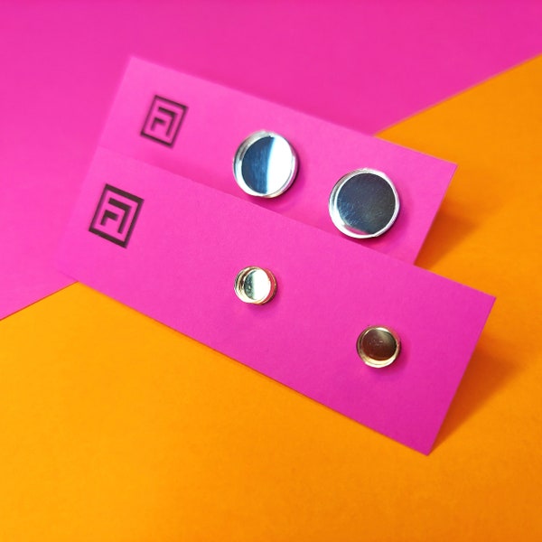 FULL CIRCLE DOT. Metallic round mirror Dot stud earrings