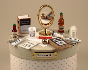 Zahnarzt Zahnärztin Miniatur Dekobox Geldgeschenk
