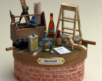 WERKSTATT, Handwerker, Schreiner, Geldgeschenk, Geschenkbox Miniatur-Deko-Dose