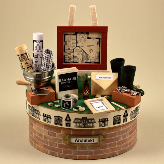 Architekt Bauleiter Bauzeichner Hausbau Dekobox Geldgeschenk