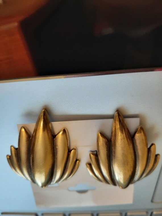 Gold Tone Yves Saint Laurent Clip Earrings - image 3