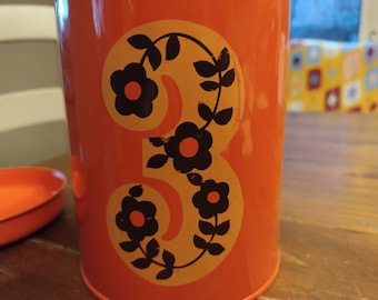 beautiful vintage tin can, 70s Space Age number 3